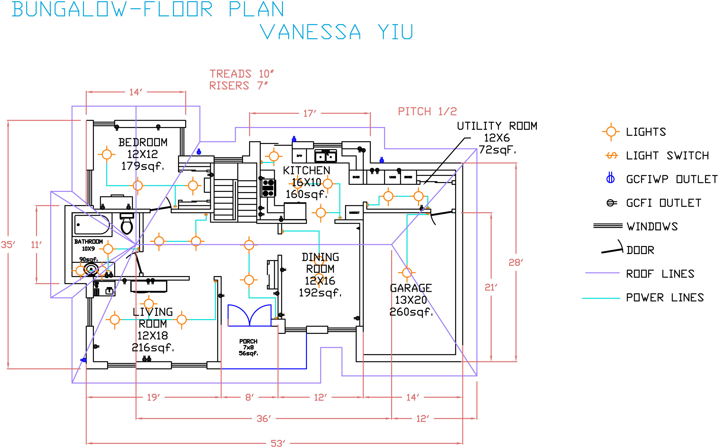 AUTOCAD Bungalow Floor Plan Vanessas Portfolio